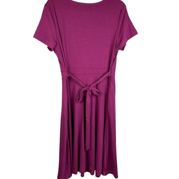 Manydress V-Neck Faux Wrap Pockets Stretch Casual Midi Dress in Purple Size XL‎ - Picture 7 of 10